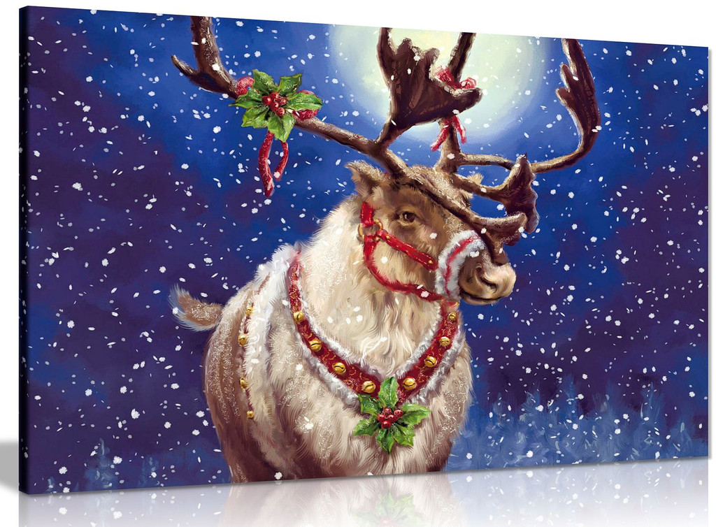 Christmas Reindeer Canvas Panther Print